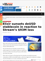 Elixir sunsets deUSD stablecoin in reaction to Stream’s $93M loss - The Crypto News Wire