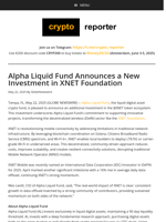 Alpha Liquid Fund Announces a New Investment in XNET Foundation
