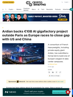 Ardian backs €10B AI gigafactory project outside Paris as Europe races to close gap with US and China