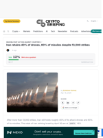 Iran retains 40% of drones, 60% of missiles despite 13,000 strikes