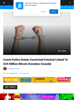 $45M Bitcoin Scandal: Czech Police Detain Linked Criminal