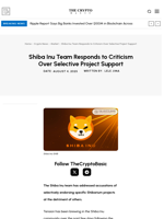 Shiba Inu Team Responds to Criticism Over Selective Project Support
