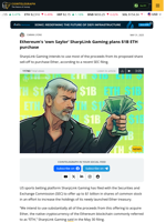 Ethereum's ‘own Saylor’ SharpLink Gaming plans $1B ETH purchase