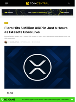 Flare Hits 5 Million XRP in Just 4 Hours as FAssets Goes Live - CoinCentral