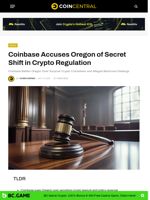 Coinbase Accuses Oregon of Secret Shift in Crypto Regulation