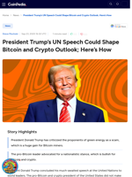 President Trump’s UN Speech Could Shape Bitcoin and Crypto Outlook; Here’s How