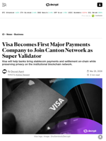 Visa Becomes First Major Payments Company to Join Canton Network as Super Validator - Decrypt