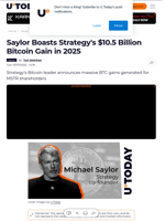 Saylor Boasts Strategy's $10.5 Billion Bitcoin Gain in 2025