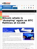 Bitcoin whale is ‘dumping’ again as BTC flatlines at $116K - The Crypto News Wire