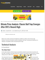 Bitcoin Price Analysis: Classic Bull Trap Emerges After BTC’s Record High