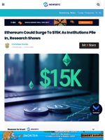 Ethereum Could Surge To $15K As Institutions Pile In: Research