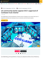US Community Banks Push Back on Coinbase Trust Charter Approval
