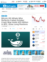 Bitcoin OG Whale Who Perfectly Called October Crash Now Holds $55 Million In BTC, Ether Long Positions ⋆ ZyCrypto