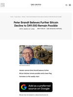 Peter Brandt Believes Further Bitcoin Decline to $49,000 Remain Possible