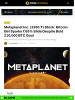 Metaplanet Inc. (3350.T) Stock: Bitcoin Bet Sparks 7.65% Slide Despite Bold 210,000 BTC Goal