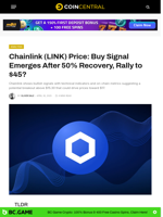 Chainlink (LINK) Price: Buy Signal Emerges After 50% Recovery, Rally to $45? - CoinCentral