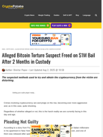 Alleged Bitcoin Torture Suspect Freed on $1M Bail After 2 Months in Custody