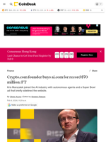 Crypto.com founder Kris Marszalek buys ai.com domain name for record $70 million: FT