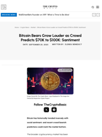 Bitcoin Bears Grow Louder as Crowd Predicts $70K to $100K: Santiment