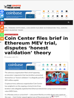 Coin Center files brief in Ethereum MEV trial, disputes ‘honest validation’ theory - The Crypto News Wire