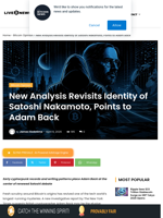 New Analysis Revisits Identity of Satoshi Nakamoto, Points to Adam Back | Live Bitcoin News