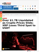 Over $1.7B Liquidated as Crypto Prices Slide; XRP Loses Third Spot to USDT - The Crypto News Wire