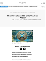 Uber Drivers Know XRP Is the One, Says Analyst
