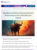 BlackRock and Brevan Howard tokenized funds launch on Sei: check SEI price outlook - CoinJournal