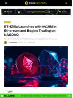 ETHZilla Launches with $419M in Ethereum and Begins Trading on NASDAQ