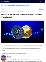XRP vs ADA: Which Altcoin Is Better for the Long Term?