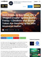 Best Crypto to Buy Now? SEC’s “Project Crypto” Ignites Bullish Frenzy — DexBoss and Snorter Token Are Gearing Up for 100x Moonshot Gains! | Live Bitcoin News