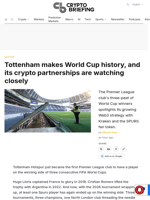 Tottenham makes World Cup history, and its crypto partnerships are watching closely