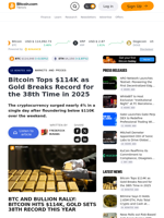 Bitcoin Tops $114K as Gold Breaks Record for the 38th Time in 2025 – Markets and Prices Bitcoin News