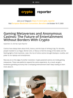 Gaming Metaverses and Anonymous Casinos: The Future of Entertainment Without Borders With Crypto
