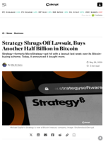 Strategy Shrugs Off Lawsuit, Buys Another Half Billion in Bitcoin - Decrypt