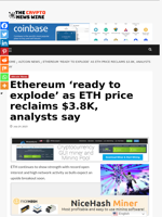 Ethereum ‘ready to explode’ as ETH price reclaims $3.8K, analysts say - The Crypto News Wire