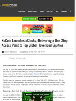 KuCoin Launches xStocks, Delivering a One-Stop Access Point to Top Global Tokenized Equities