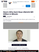Here's Who Sent Ross Ulbricht $31 Million in Bitcoin