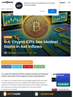 U.S. Crypto ETFs See Modest Gains in Net Inflows | Live Bitcoin News