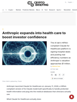 Anthropic expands into health care to boost investor confidence