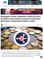 Developers Prefer Avalanche (AVAX) but Ruvi AI (RUVI) Is the Obvious Choice For Investors Who Want To Maximize Profits In 2025 - TheNewsCrypto