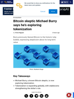 Bitcoin skeptic Michael Burry says he's exploring tokenization