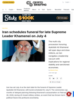 Iran schedules funeral for late Supreme Leader Khamenei on July 4