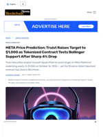 META Price Prediction: Truist Raises Target to $1,000 as Tokenized Contract Tests Bollinger Support After Sharp 4% Drop - Blockchain.News