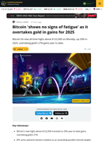 Bitcoin is Now Beating Gold in 2025 After New Highs of $123K