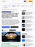Trump's Crypto Firm WLFI Backs UFC Freedom 250 With $250K in Stablecoin Fighter Bonuses