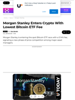Morgan Stanley Enters Crypto With Lowest Bitcoin ETF Fee - U.Today