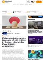 Metaplanet Announces Issuance of $50 Million in Ordinary Bonds for More Bitcoin Acquisition – News Bytes Bitcoin News