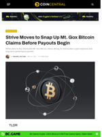 Strive Moves to Snap Up Mt. Gox Bitcoin Claims Before Payouts Begin - CoinCentral