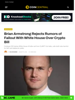Brian Armstrong Rejects Rumors of Fallout With White House Over Crypto Bill